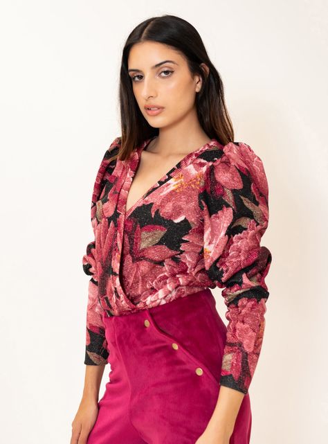 Polera Trini Flores Magenta Natalia Seguel-2