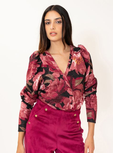 Polera Trini Flores Magenta Natalia Seguel-3