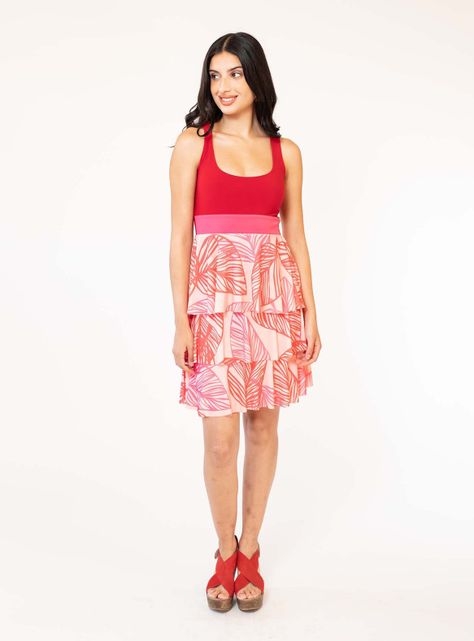 Vestido Corto Capitas Rosa Hojas Natalia Seguel-3