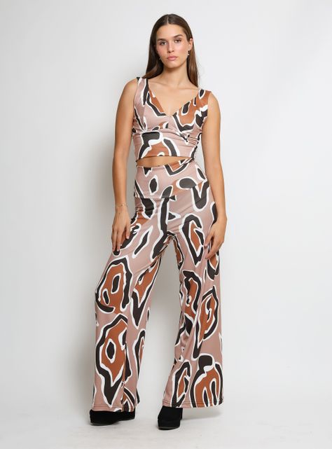 Crop Top Vera Cafe Animal Print Natalia Seguel-1
