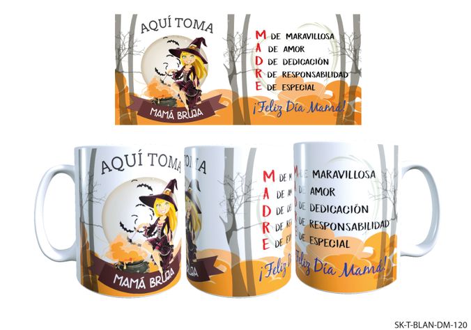 TAZA DÍA DE LAS MADRES AQUÍ TOMA MAMÁ BRUJA-0