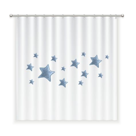 CORTINA DE BAÑO ALGODÓN ESTRELLAS AZULES-0
