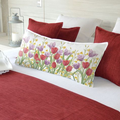 COJÍN ALGODÓN JARDÍN DE FLORES TULIÁN ROJO XL-1