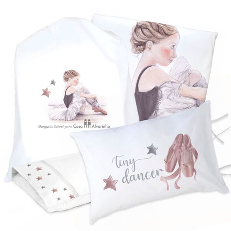 JUEGO DE CAMA FUNDA DE PLUMÓN + SABANA BAJERA + 4 FUNDAS ALMOHADA BAILARINA KING-0