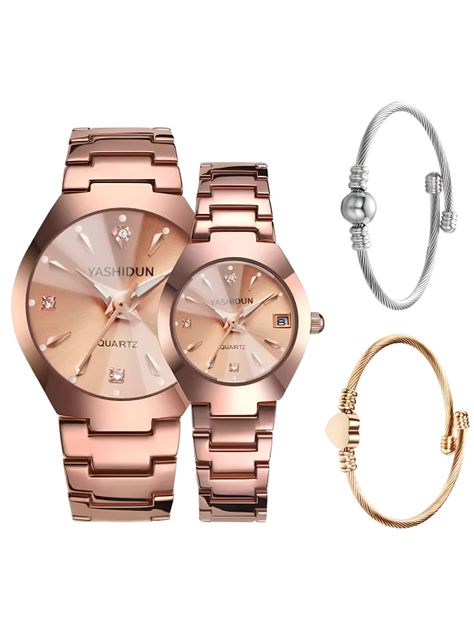 Relojes en set para él y ella + brazalete de regalo-0