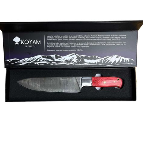 KOYAM - Cuchillo Chef 20cm Rojo Acero de Damasco 512 capas-0