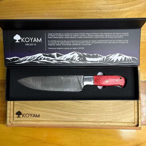 KOYAM - Cuchillo Chef 20cm Rojo Acero de Damasco 512 capas-4