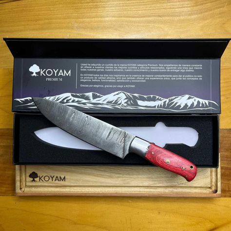 KOYAM - Cuchillo Chef 20cm Rojo Acero de Damasco 512 capas-5