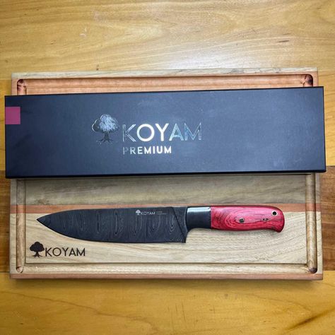 KOYAM - Cuchillo Chef 20cm Rojo Acero de Damasco 512 capas-6