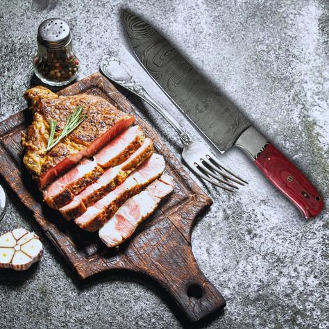 KOYAM - Cuchillo Chef 20cm Rojo Acero de Damasco 512 capas-8