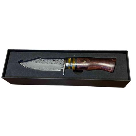Cuchillo Acero Damasco alta dureza. Mango madera y resina.-3