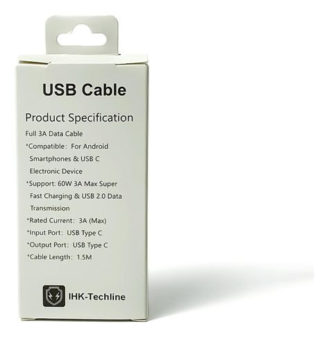 Cable C-C 1,5metros Carga Rápida Para Android y Iphone 15-1