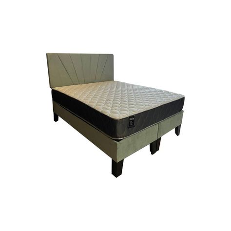 Cama HVM FULL Colchon de Resortes Resp Verde Menta Felpa Lineal Pmadera-0
