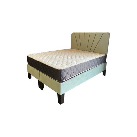 Cama HVM FULL Colchon de Resortes Resp Verde Menta Felpa Lineal Pmadera-1