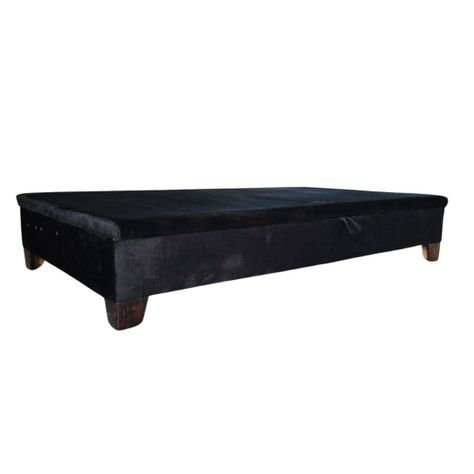 Base Baul HVM 1 Plazas Negra Felpa Pmadera-4