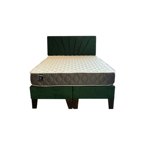 Cama Ame FULL  Colchon de Resortes Resp Verde Oscuro Lineal Pmadera-0