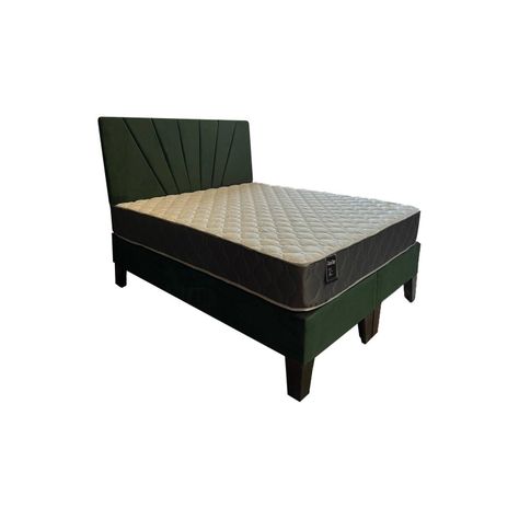 Cama Ame FULL  Colchon de Resortes Resp Verde Oscuro Lineal Pmadera-1