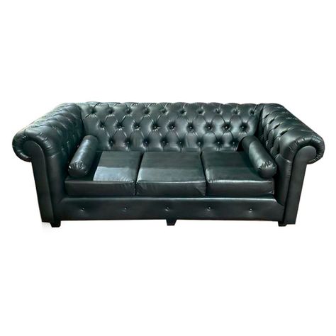 Sofa Chestefield Negro CueroPU 3C Pmetal-0