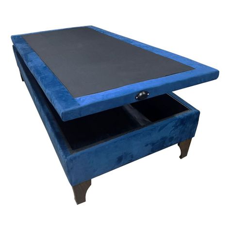 Base Baul HVM 1.5 Plazas Azul Marino Felpa Pmadera-0