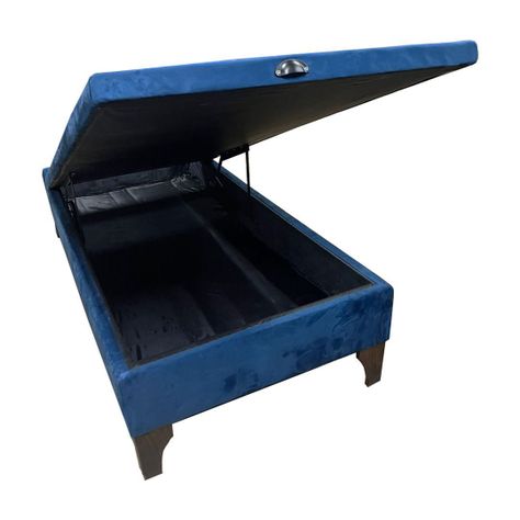 Base Baul HVM 1.5 Plazas Azul Marino Felpa Pmadera-1