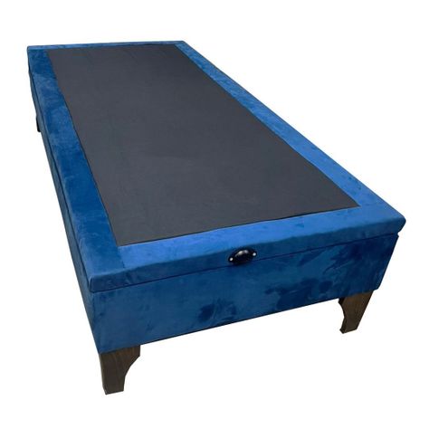 Base Baul HVM 1.5 Plazas Azul Marino Felpa Pmadera-2