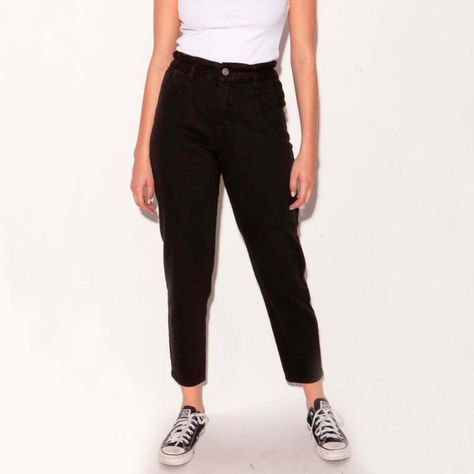 Jeans Paper Bag Negro-0