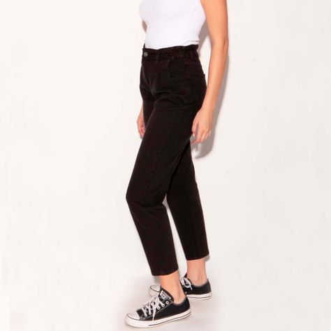 Jeans Paper Bag Negro-2