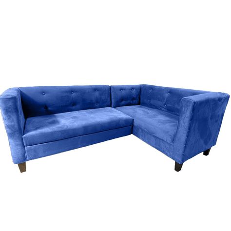 Sofa Ruan Seccional Derecho Felpa Azul Marino-0
