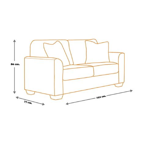 Sofa Niza 2 Cuerpos Tela Gris Oscuro-2