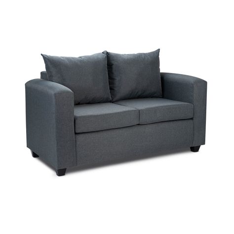 Sofa Niza 2 Cuerpos Tela Gris Oscuro-1