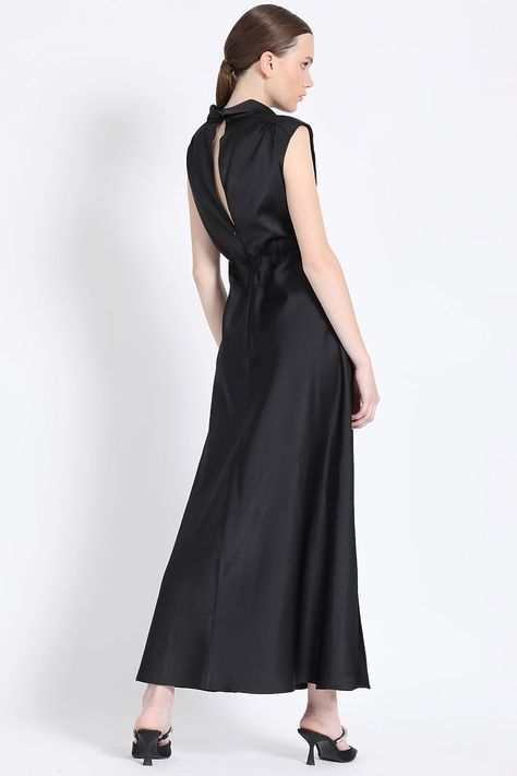 Vestido Maxi, Satin Negro Liola-4