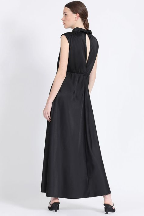 Vestido Maxi, Satin Negro Liola-5