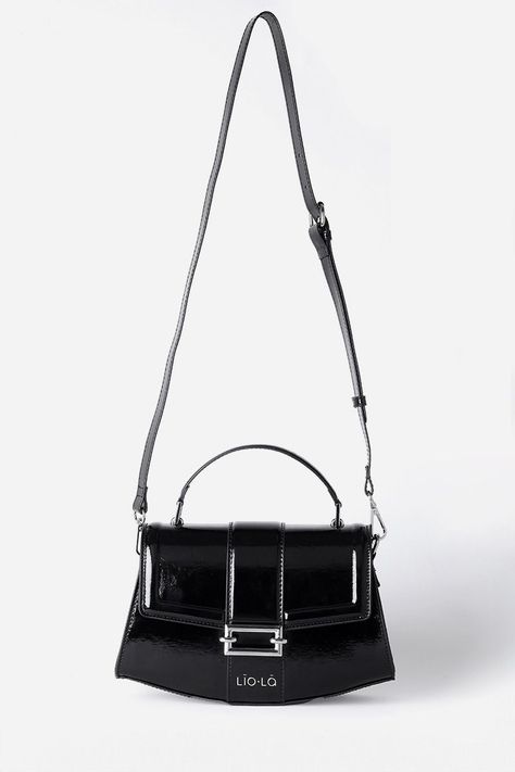 Cartera Charol, Efecto Cuero Fantasia, Negro Liola-3