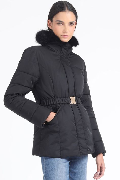 Parka Con Piel Desmontable, Negro Liola-0