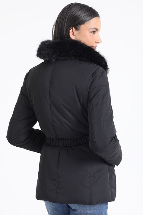Parka Con Piel Desmontable, Negro Liola-3