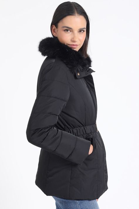 Parka Con Piel Desmontable, Negro Liola-5