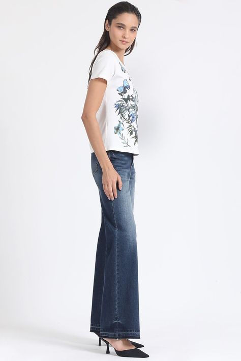 Polera Algodón Estampado Mariposas, Crudo Liola-1