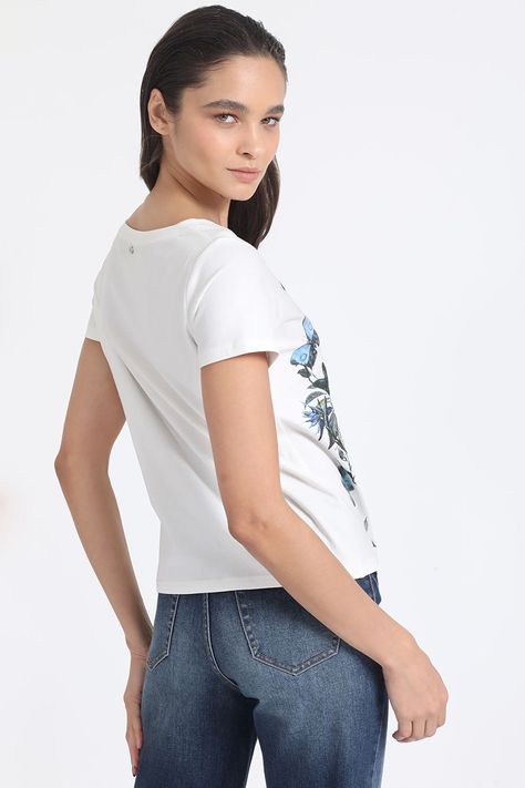 Polera Algodón Estampado Mariposas, Crudo Liola-5