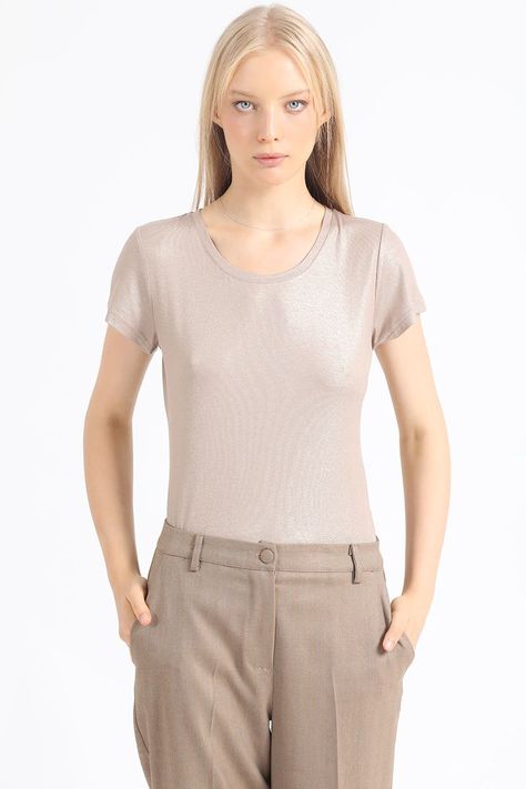 Polera Basica Folia, Beige Liola-5