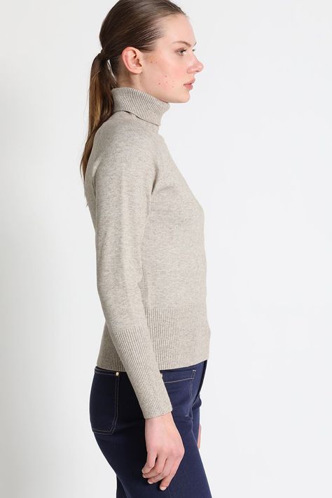 Jersey Tejido Cuello Alto  Beige Liola-2