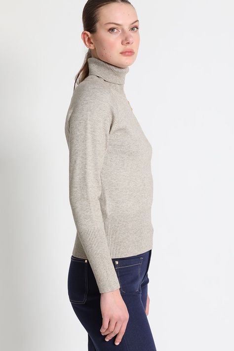 Jersey Tejido Cuello Alto  Beige Liola-3