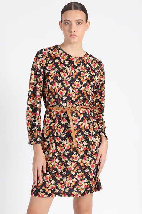 Vestido Rodilla Estampado Negro Liola-0