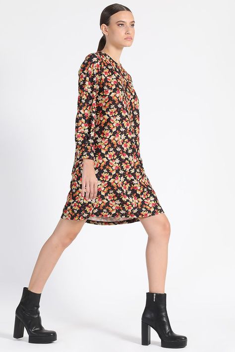 Vestido Rodilla Estampado Negro Liola-2