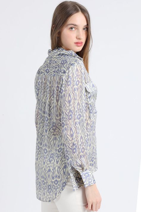 Blusa Fantasia Lurex Estampado, Amarillo Liola-3