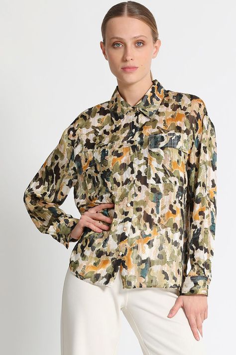 Blusa Camisera Estampada Verde Liola-0