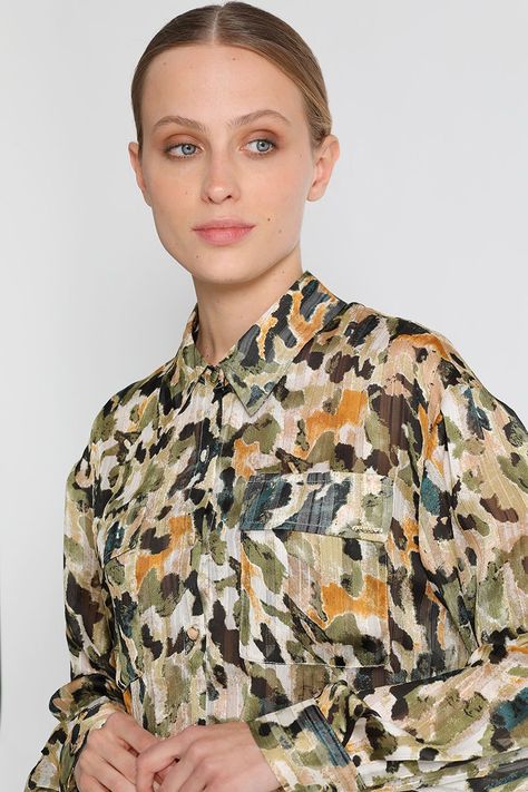 Blusa Camisera Estampada Verde Liola-1