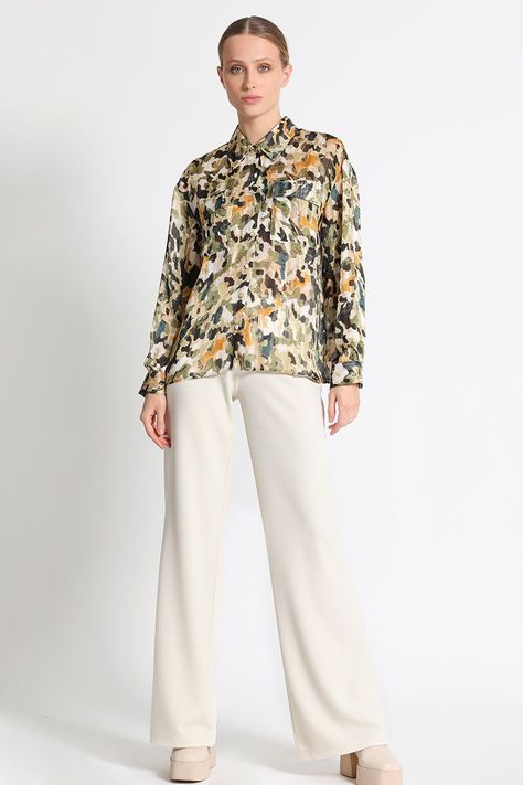 Blusa Camisera Estampada Verde Liola-2