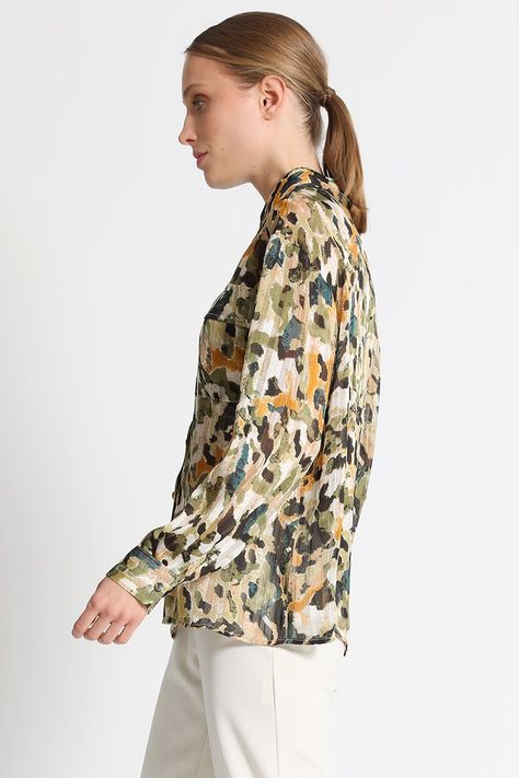 Blusa Camisera Estampada Verde Liola-3