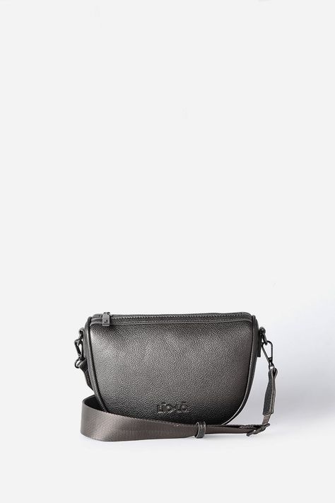Cartera Metalizada Efecto Cuero Granulado, Gris Liola-0