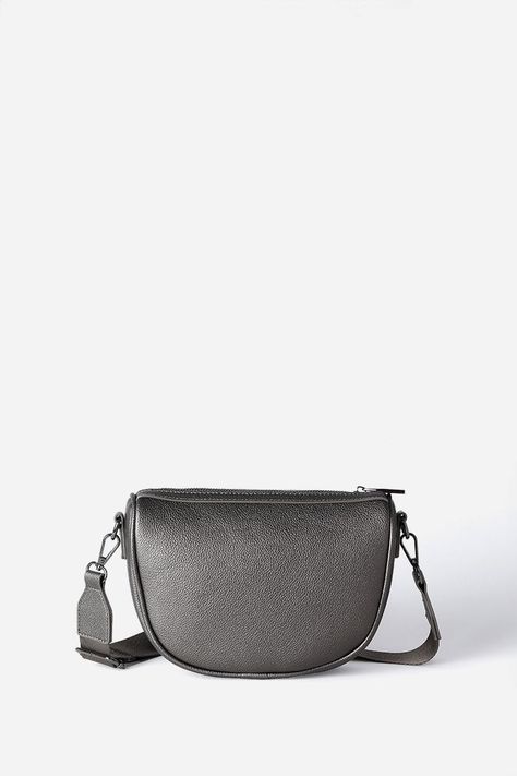 Cartera Metalizada Efecto Cuero Granulado, Gris Liola-2